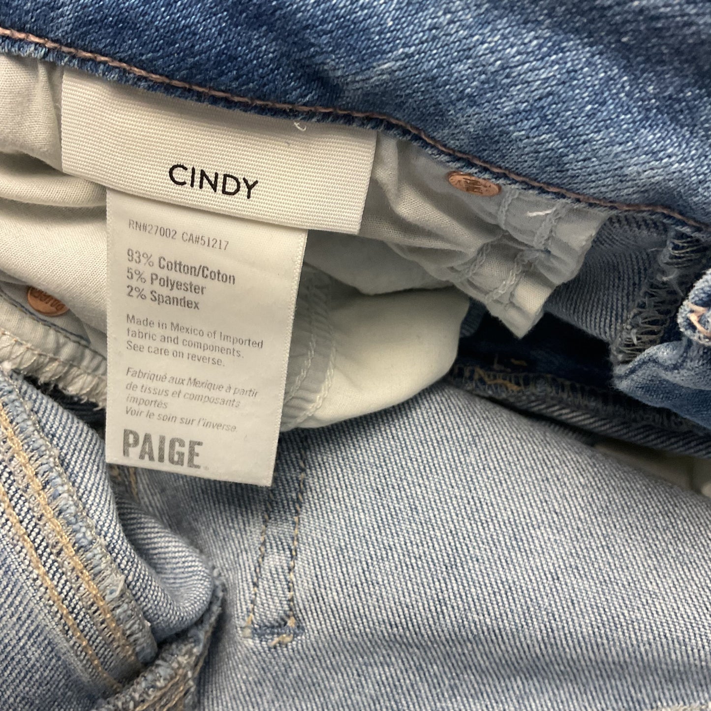 Paige Cindy Blue Raw Hem Distressed Jeans Pants Pants - Size 28
