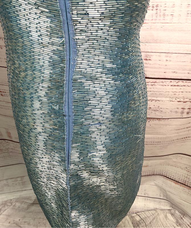 Staud Le Sable Beaded Mini Dress French Blue S