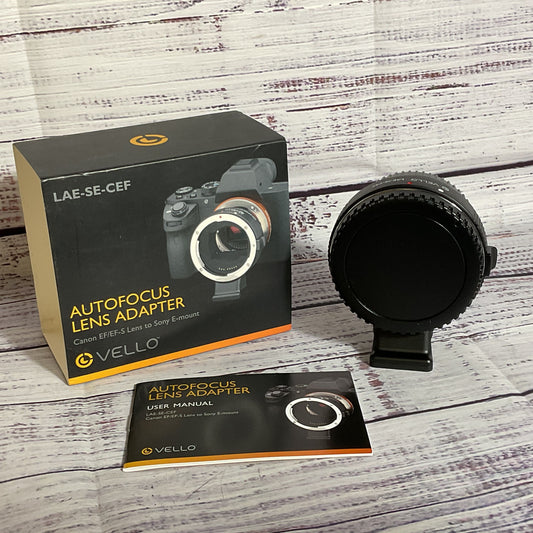 NEW VELLO LAE-SE-CEF Autofocus Lens Adapter- Canon EF/EF-S Lens to Sony E-Mount