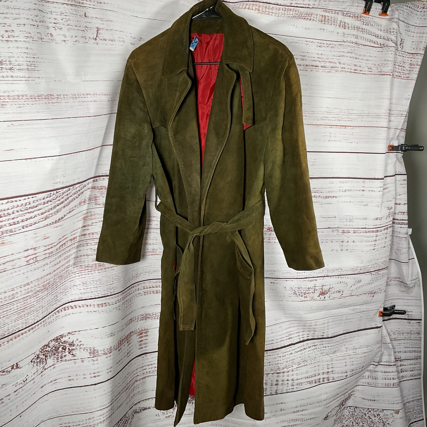 VTG. BONWIT TELLER Men's Brown/Green Suede Trench Coat- SEE MEASUREMENTS