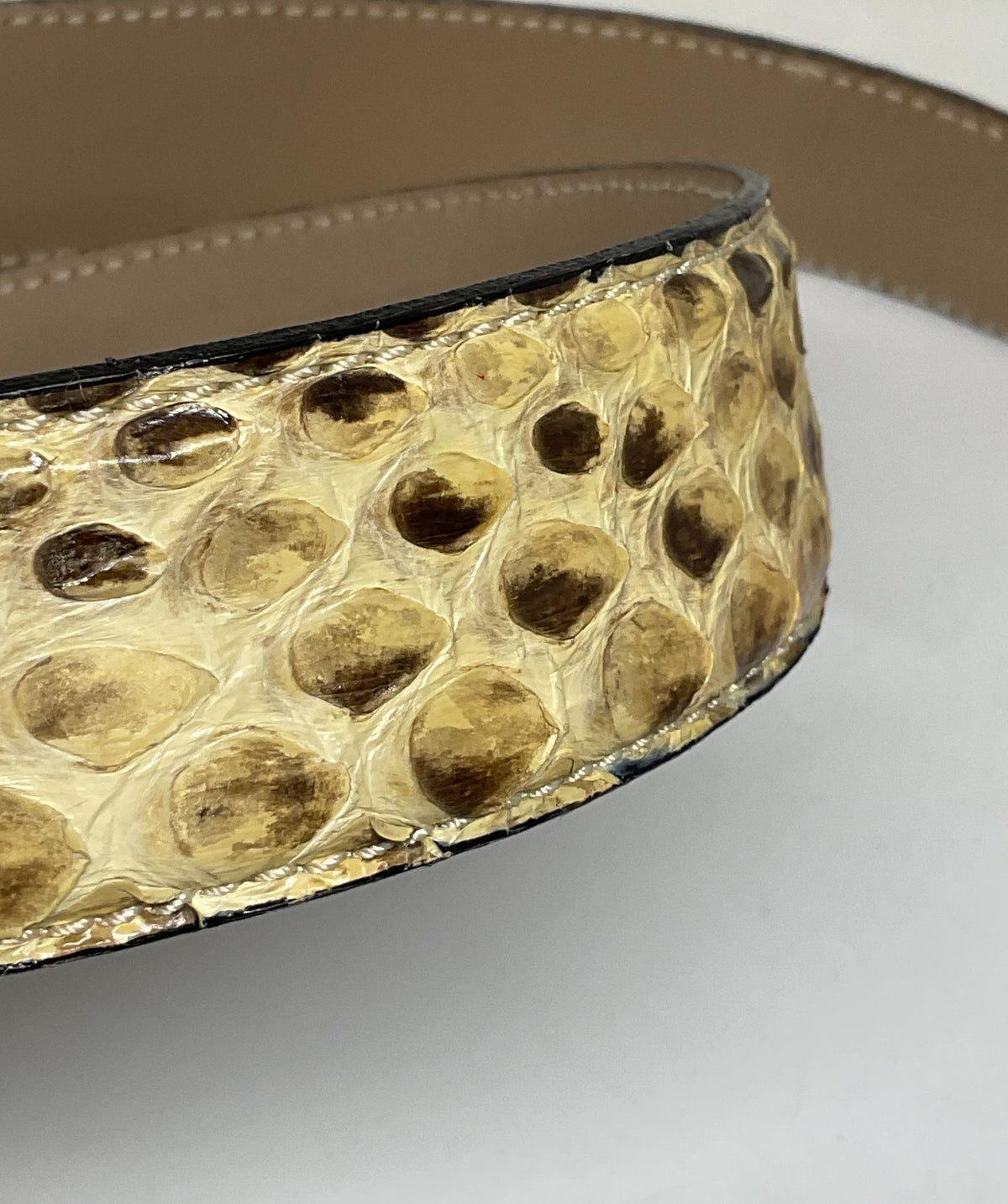 Vero Pitone Italy Beige Embossed Leather Belt
