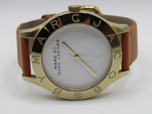 Marc by Marc Jacobs Women's Gold Tone Stainless Steel Leather Band Quartz Watch