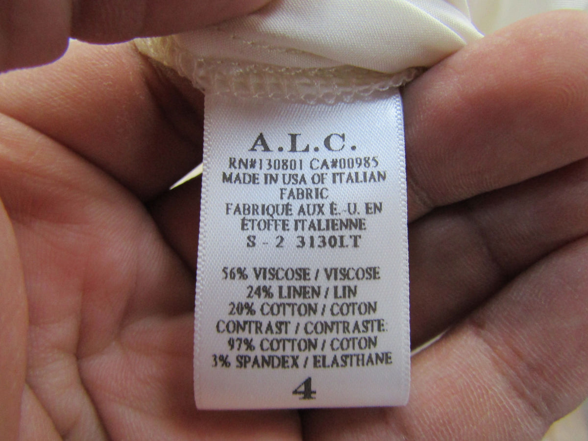 A.L.C. Owen Women's White Linen Blend Textured Pencil Skirt Size 4