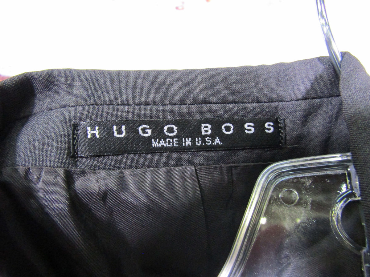 Vintage Hugo Boss Men's Gray Wool Blazer Jacket Size 38 Made in The USA