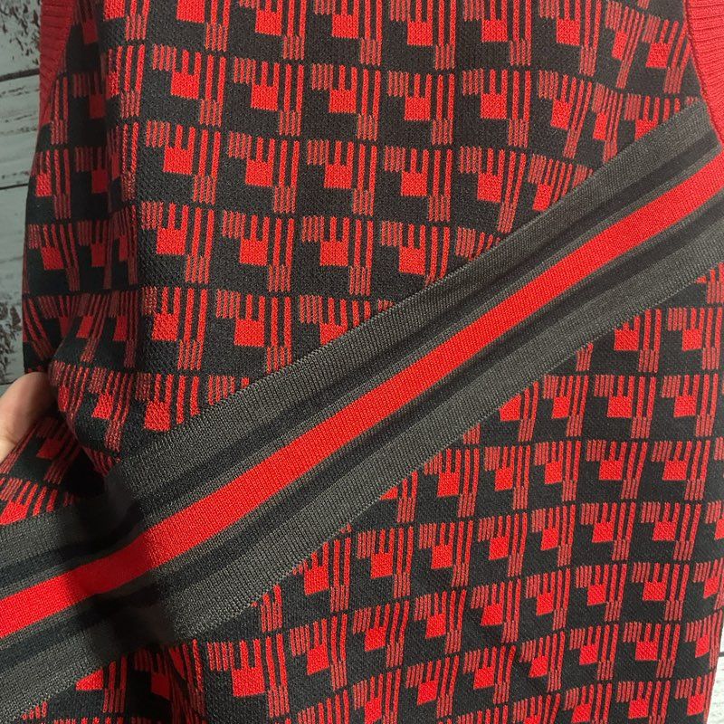 Adidas Wales Bonner Red Geometric Pattern Knit Scoop Neck Sweater Vest sz Small