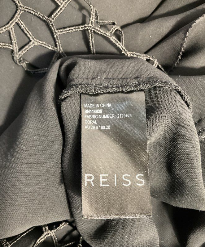 Women's Reiss Black Midi Dress - Size US 8 UK 12 EU 40