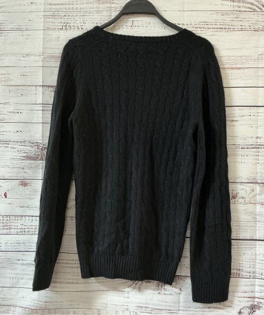 Women's Brooks Brothers Black V-Neck Cashmere Sweater Size M