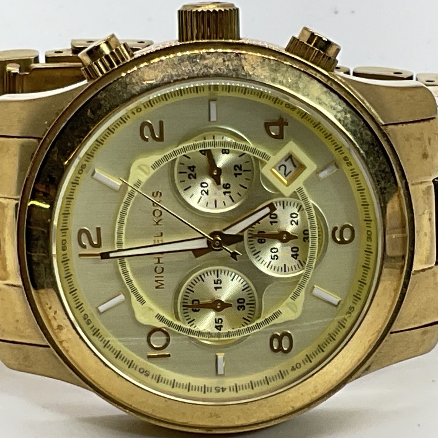 MICHAEL KORS MK8077 Men's Gold Tone Chrono Watch - 7"