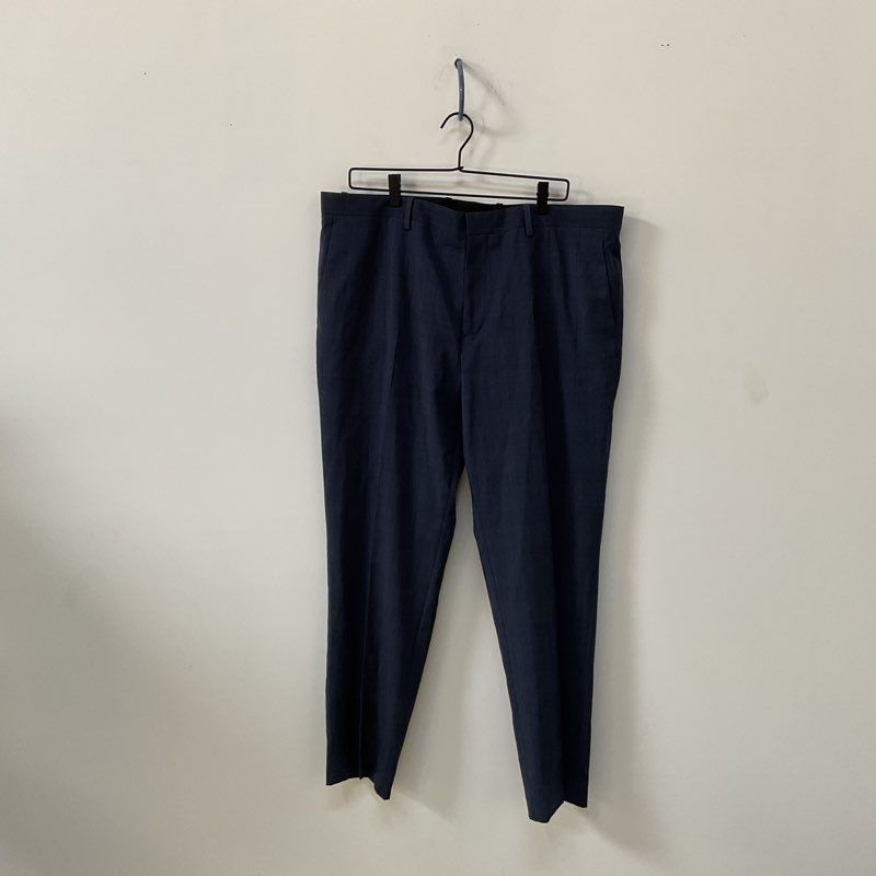 NWT Theory Mayer Navy Blue Tonal Plaid Pants - Size 38