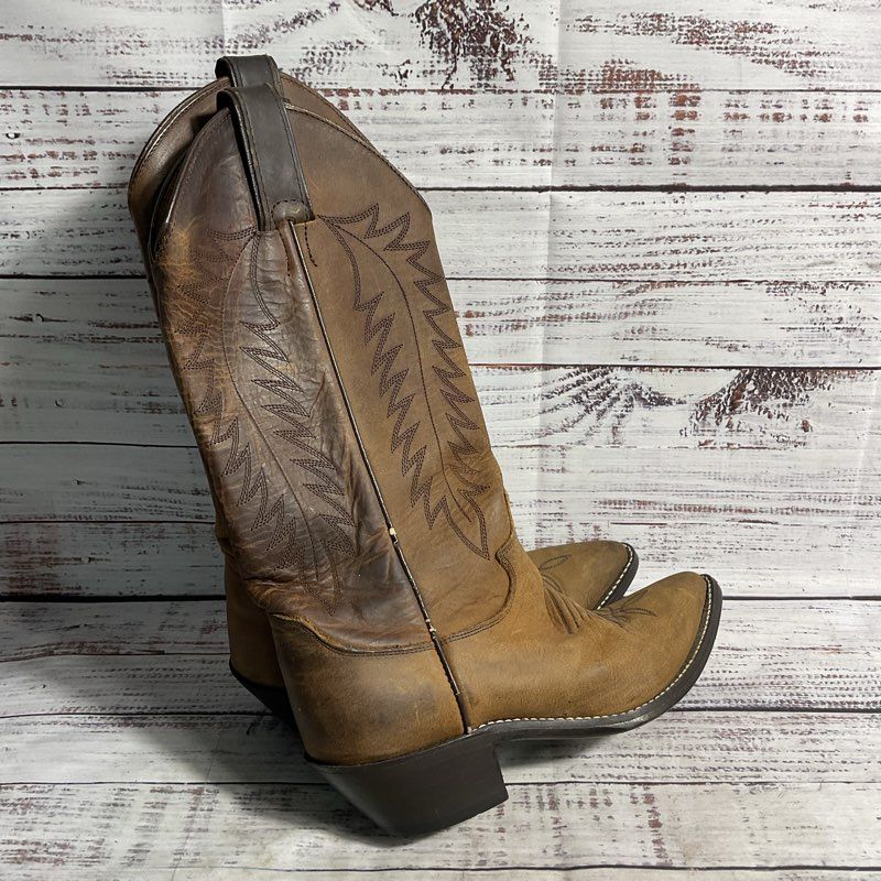 VTG. Justin L4935 Brown Leather Wingtip Western Cowboy Boot Women's Size 5.5
