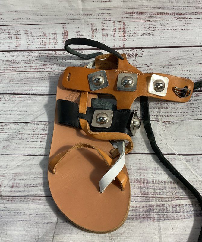 Ancient Greek Sandals Women's Metal Pattern Strappy Sandals Size 38 EU / 8 US
