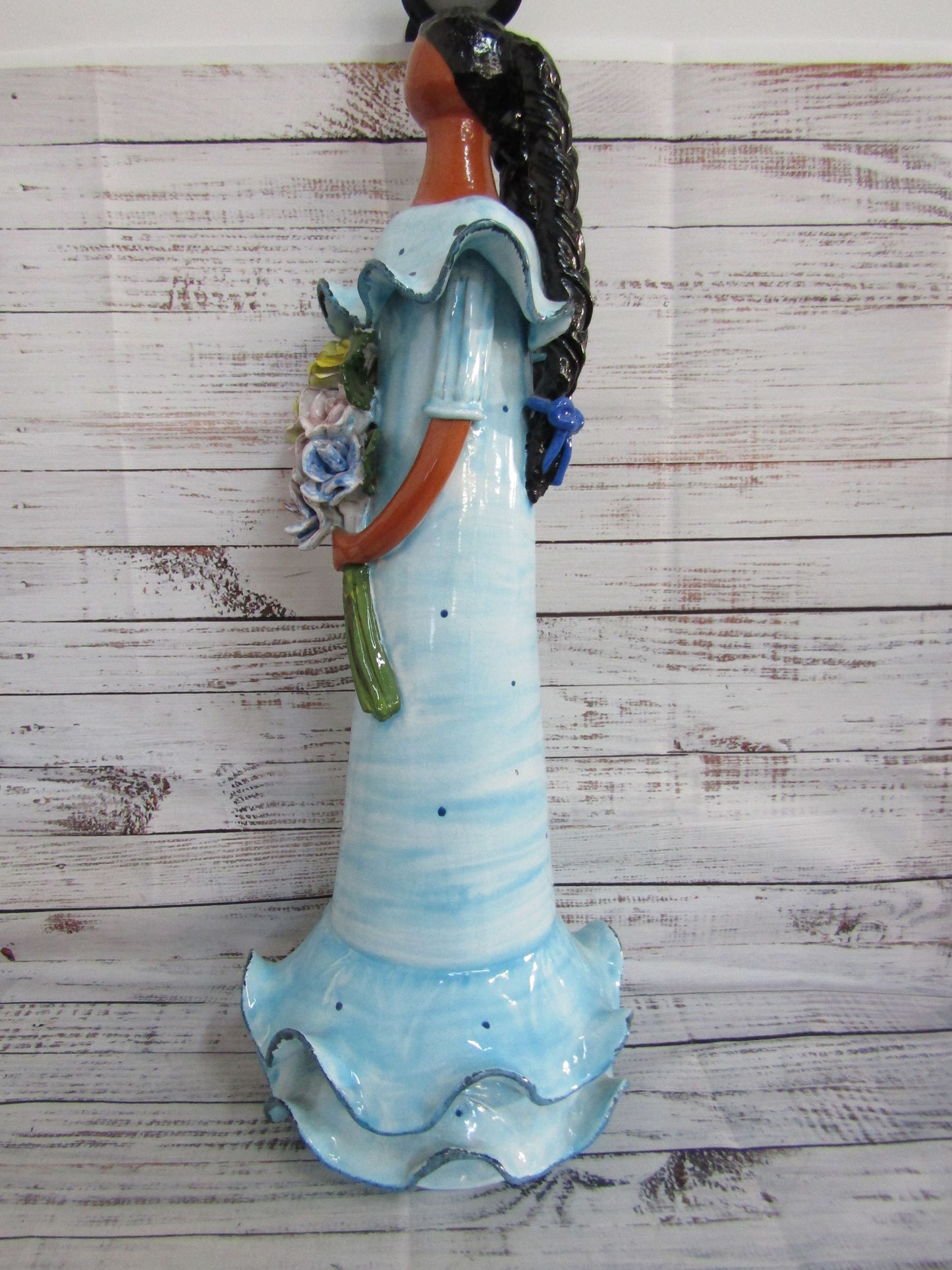 Faceless Flower Girl Sculpture by Liliana Mera Lime Made in Dominican Republic