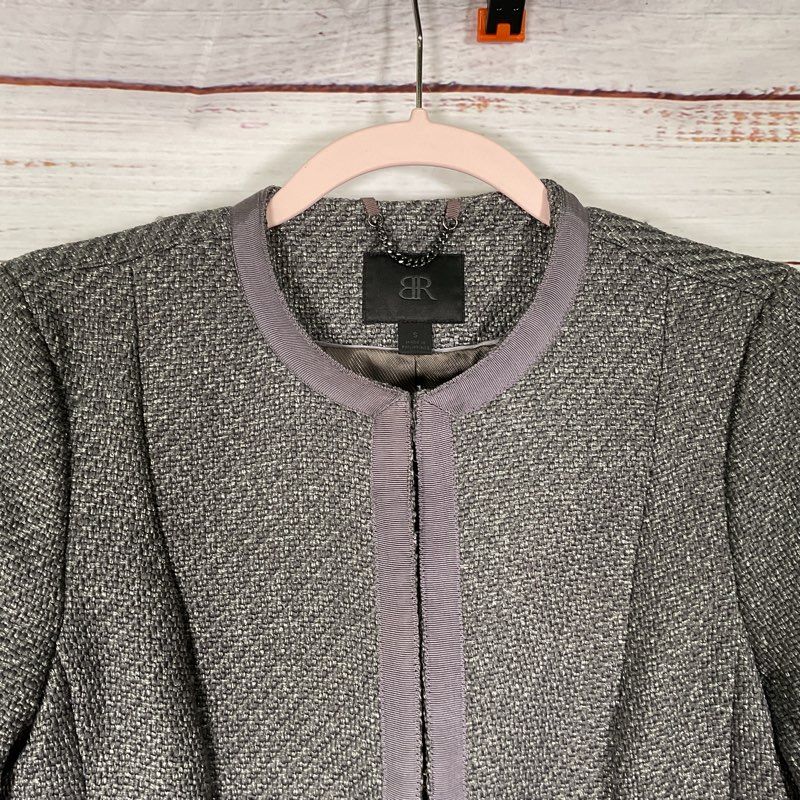 Banana Republic Gray Tweed Round Neck Line Jacket - Size S
