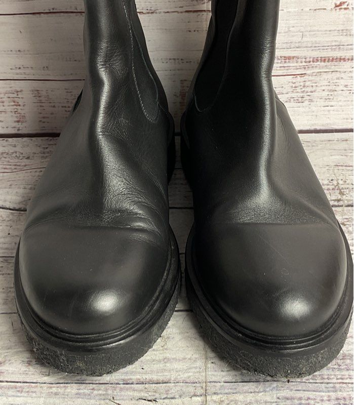 Legres Leather Slip On Calf High Chelsea Boots Black 38