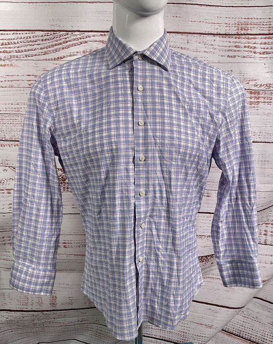 Liberty Shirt Co Plaid Checkered 3/4 Sleeve Shirt Blue Multicolor