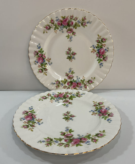Royal Albert Moss Rose Montrose Gold Trim Floral Salad Plates 2 Piece