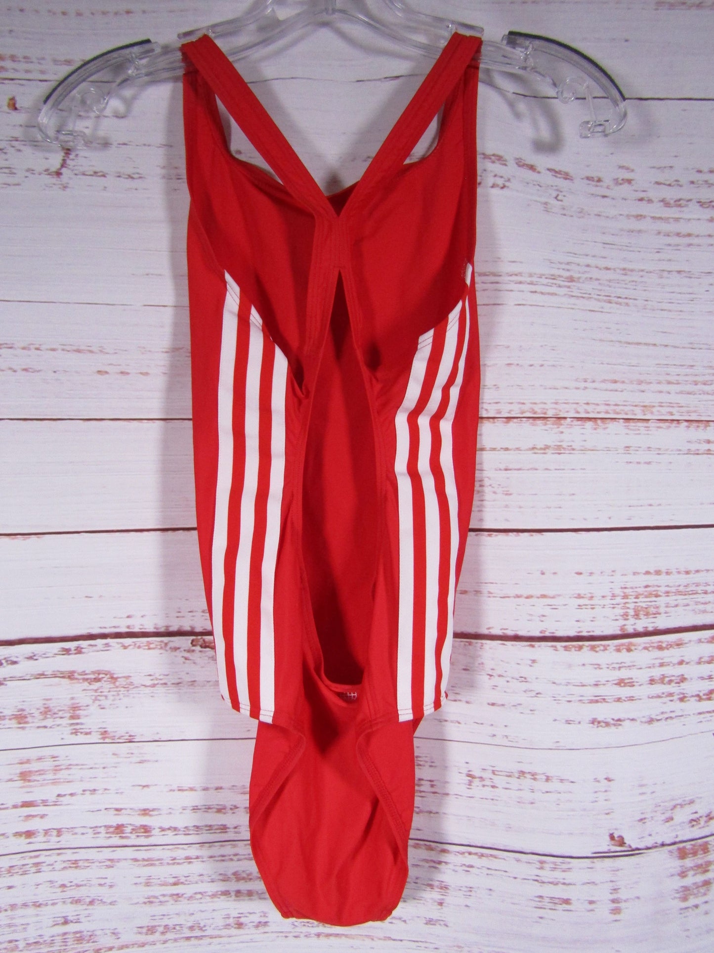Adidas Athly Girl's Red 3-Stripes Swimsuit Size XL