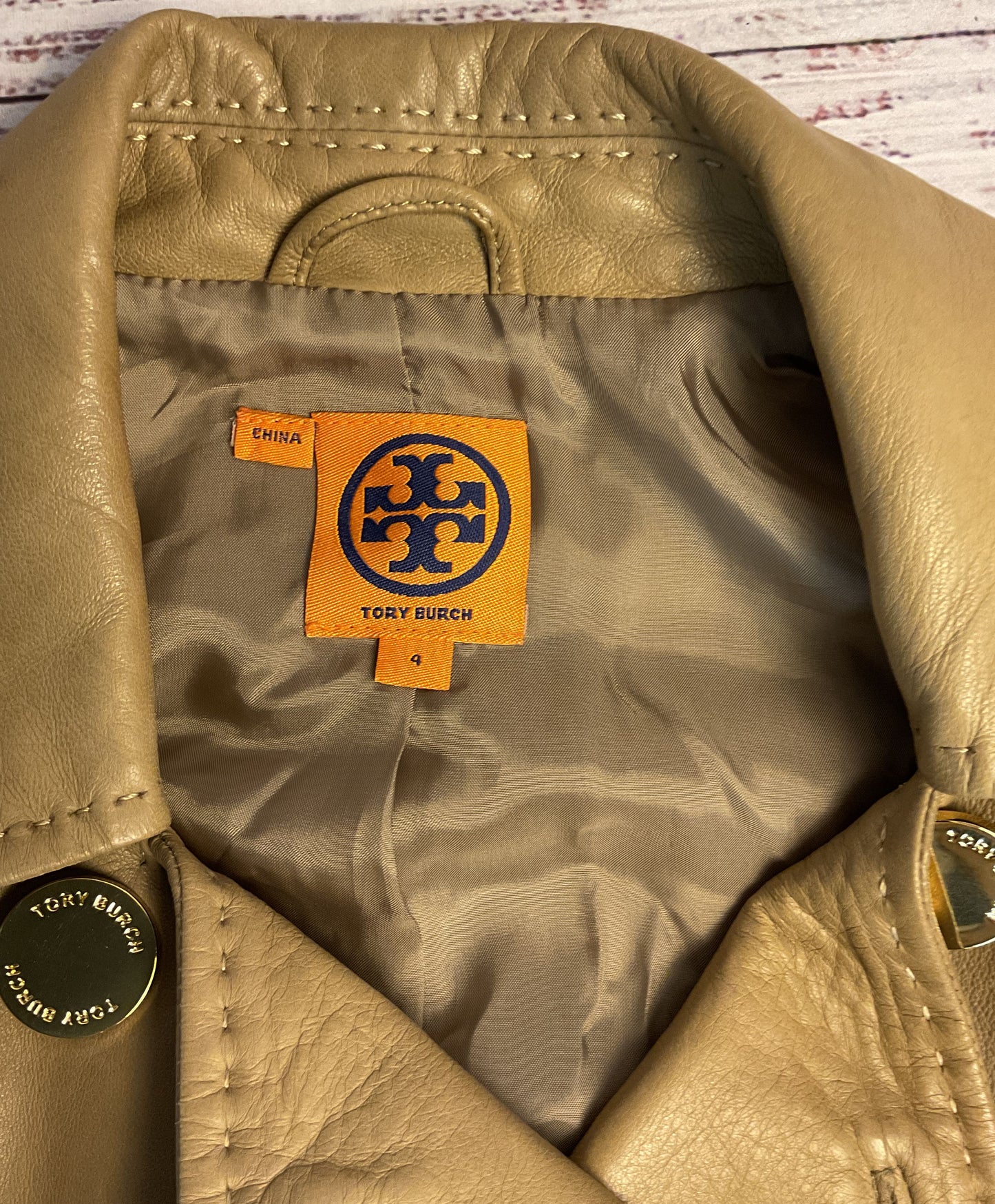 Women's Tory Burch Brown Leather Jacket Size 4