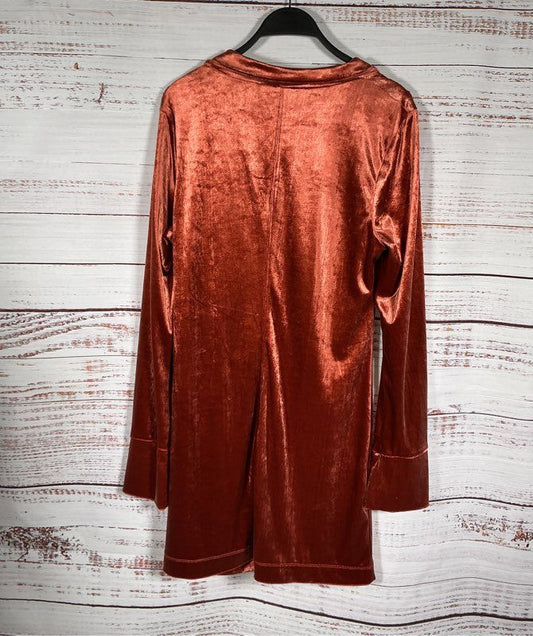 NWT Free People Terra Cotta Velvet Shirt Dress Size L