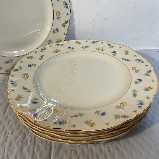 VTG. FEDERAL SHAPE Syracuse "Suzanne" Floral 10" Dinner Plates- Set of 6