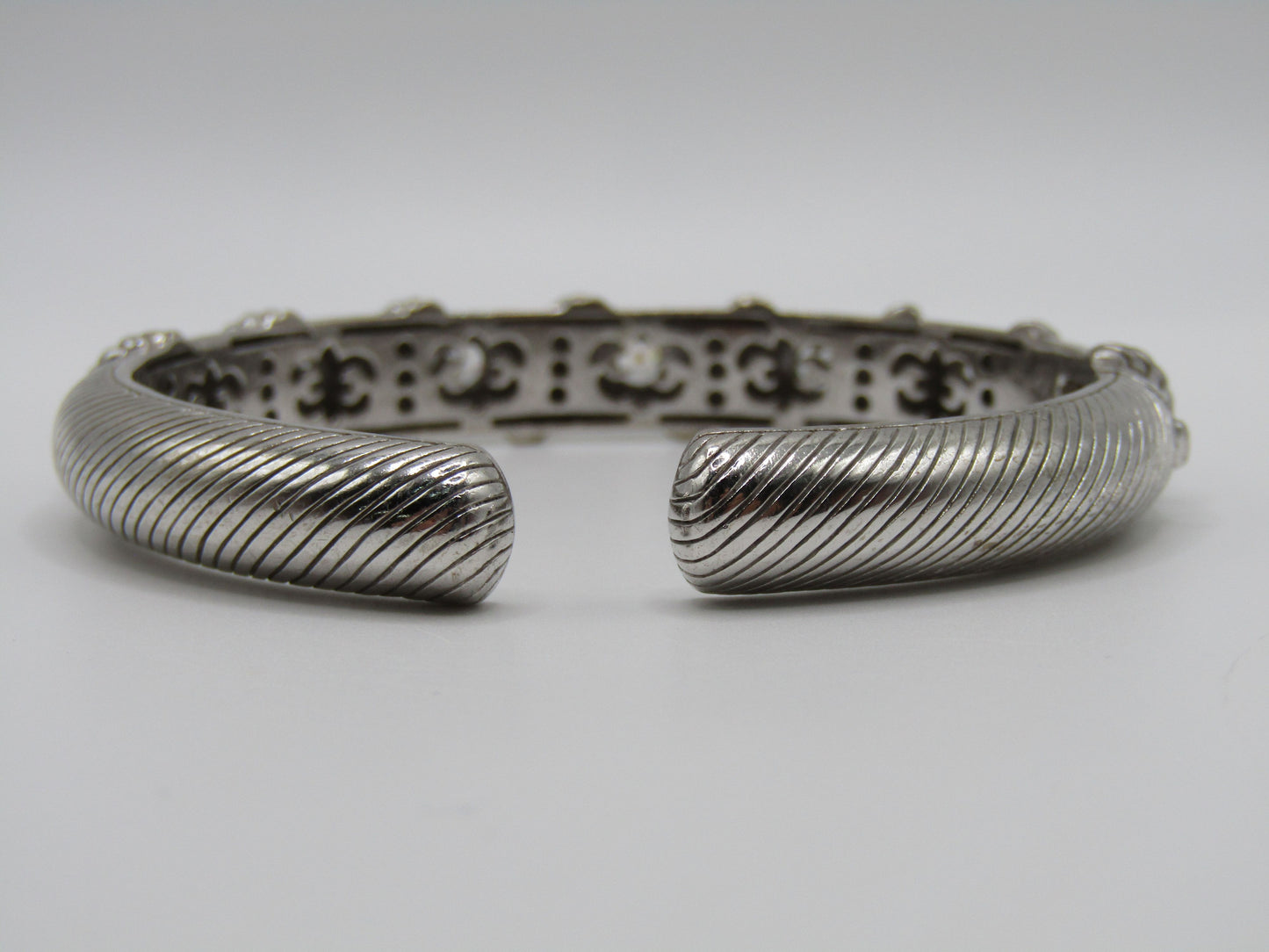 Judith Ripka Sterling Silver Cable Hinge Cuff Bracelet
