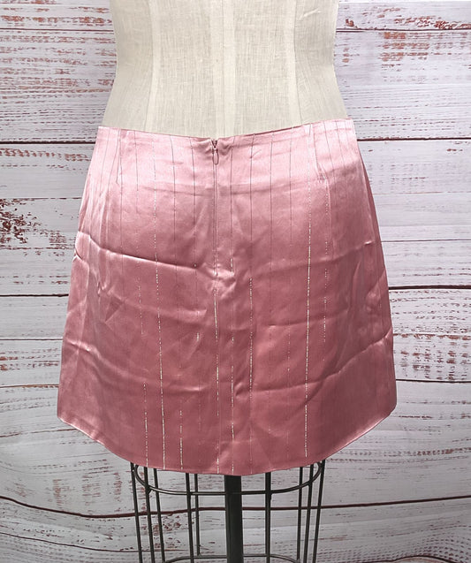 Nonchalant Tove Satin Pinstripe Mini Skirt Desert Rose XXL