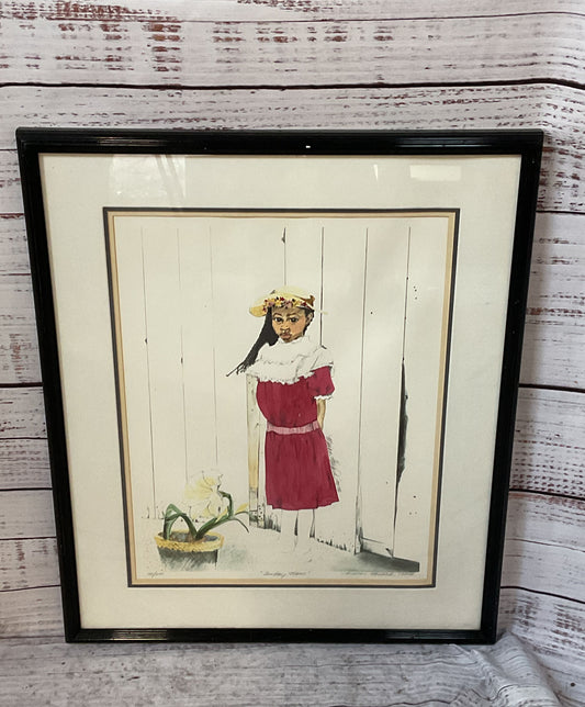Sunday Morn Framed Drawing Signed by Marion Howard