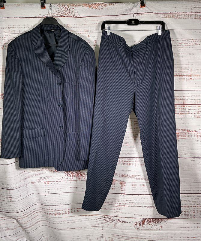 Men's Dolce & Gabbana Made In Italy Blue Pinstriped Suit Size 54 US 44