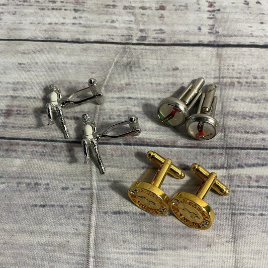 Mixed Lot of 3 Athletic Sports Theme Cufflink Sets