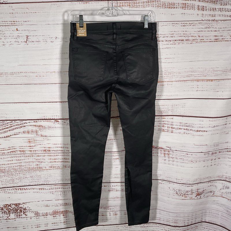 NWT Madewell 9" High Rise Skinny Coated Black Jeans - Size 28
