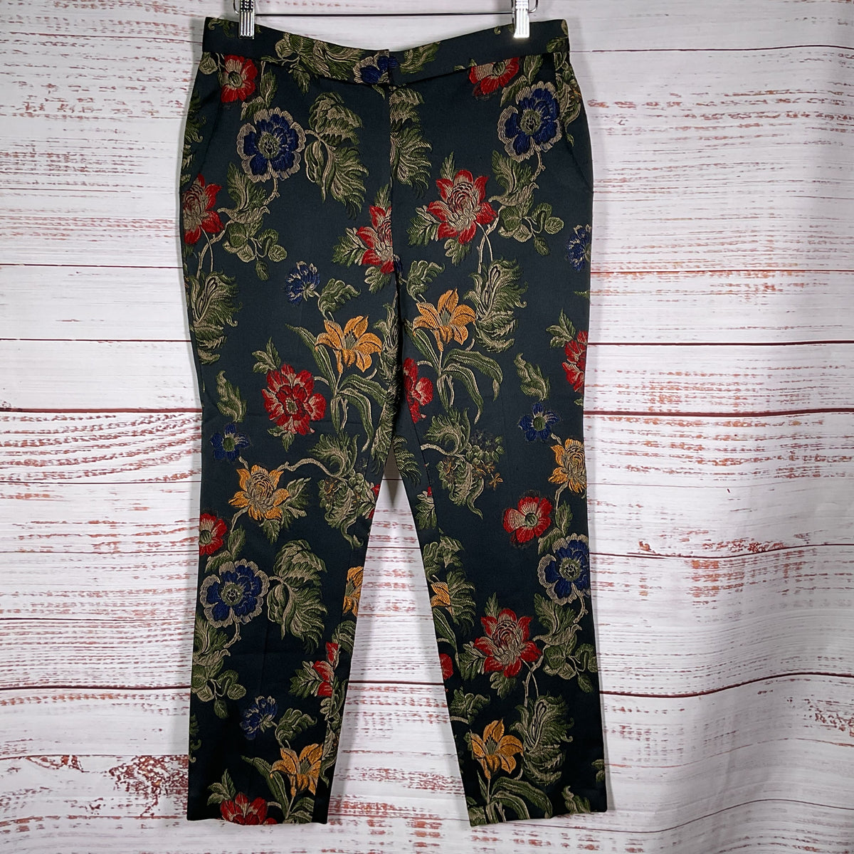 ROSETTA GETTY Women's Black Floral Embroidered Pants- SZ 8