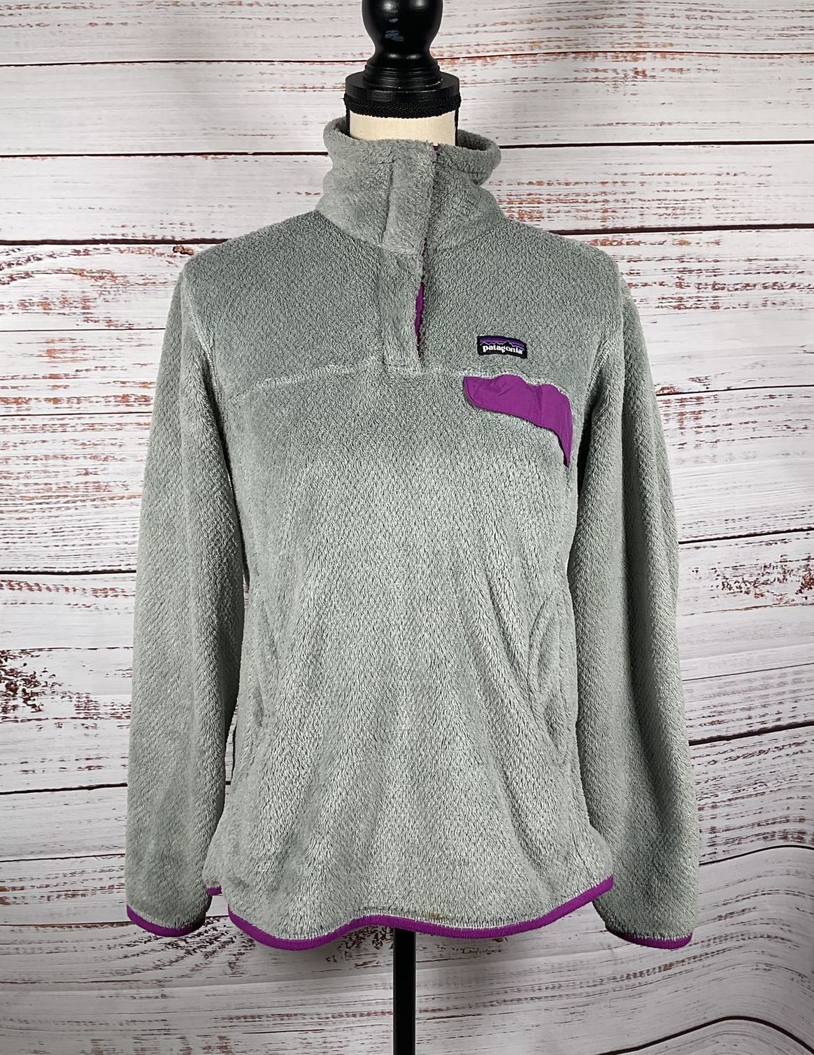 Patagonia Re-Tool Snap-T Pullover Jacket Gray Purple M