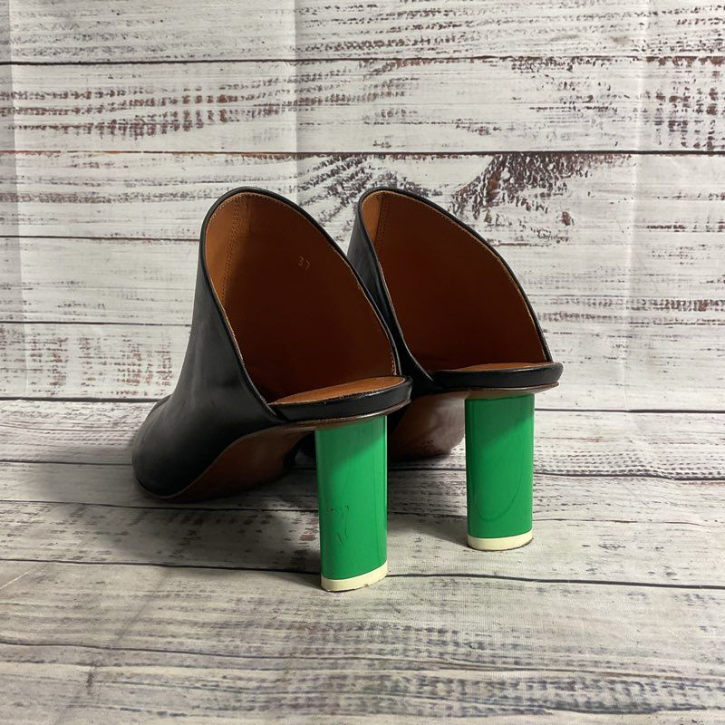 Vetements Green Lighter Heel Black Leather Mule Heel Women's Size 7 Shoes