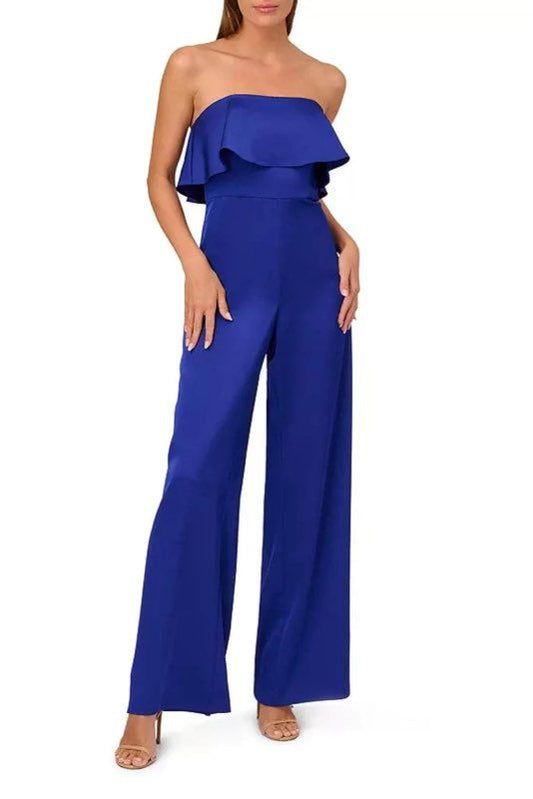NWT Liv Foster Royal Blue Strapless Jumpsuit Size 2 Retail $350