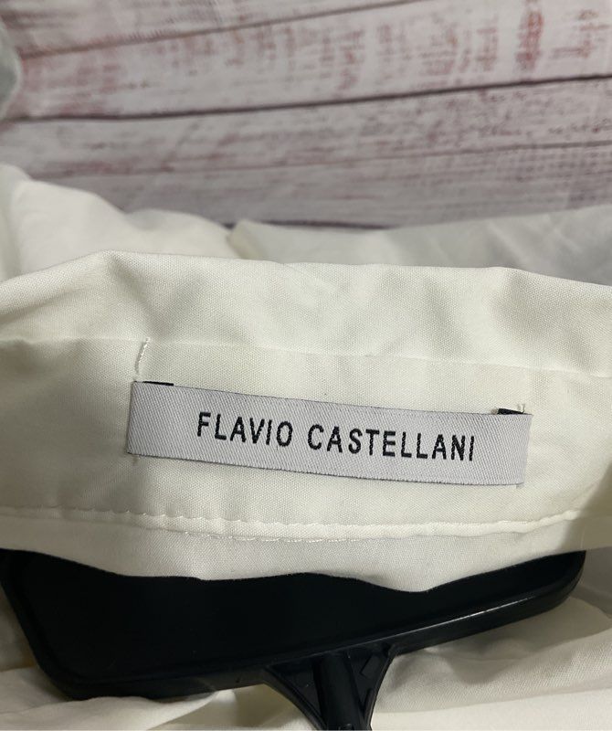 Flavio Castellani Women's White Sleeveless Button Dress Size 42 Made in Italy