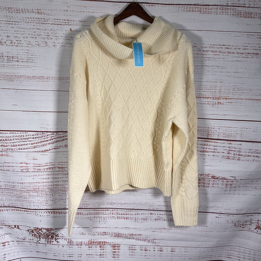 Draper James Magnolia White Wool Blend Cowl Neck Sweater - Size L New W/ Tags