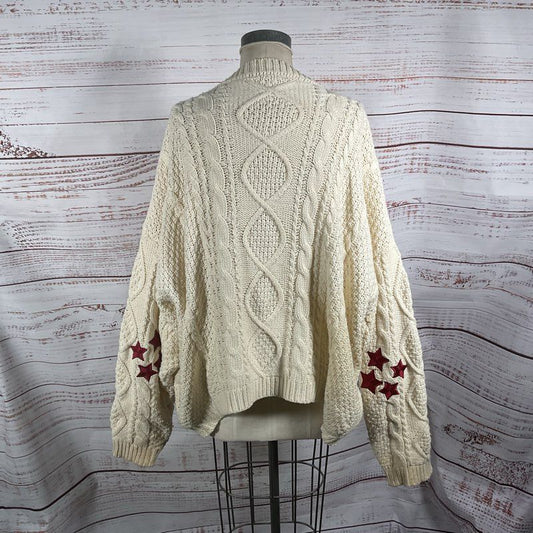 Taylor Swift Red Taylor's Version Embroidered Star Chunky Knit Cardigan sz XL/2X