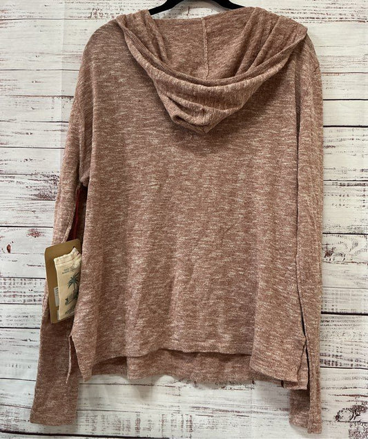 NWT Women's Purnell Heathered Flax Blend Pullover Pink with hood Size XL
