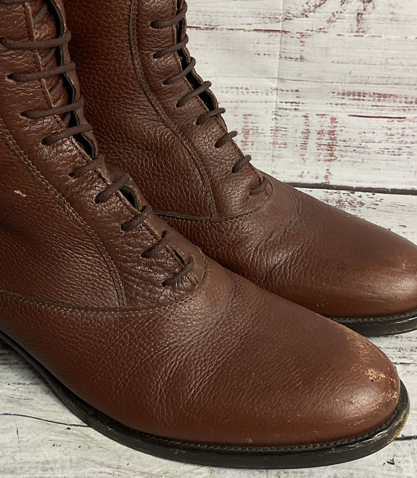 Jil Sander Leather Lace Up Knee High Boots Brown 39