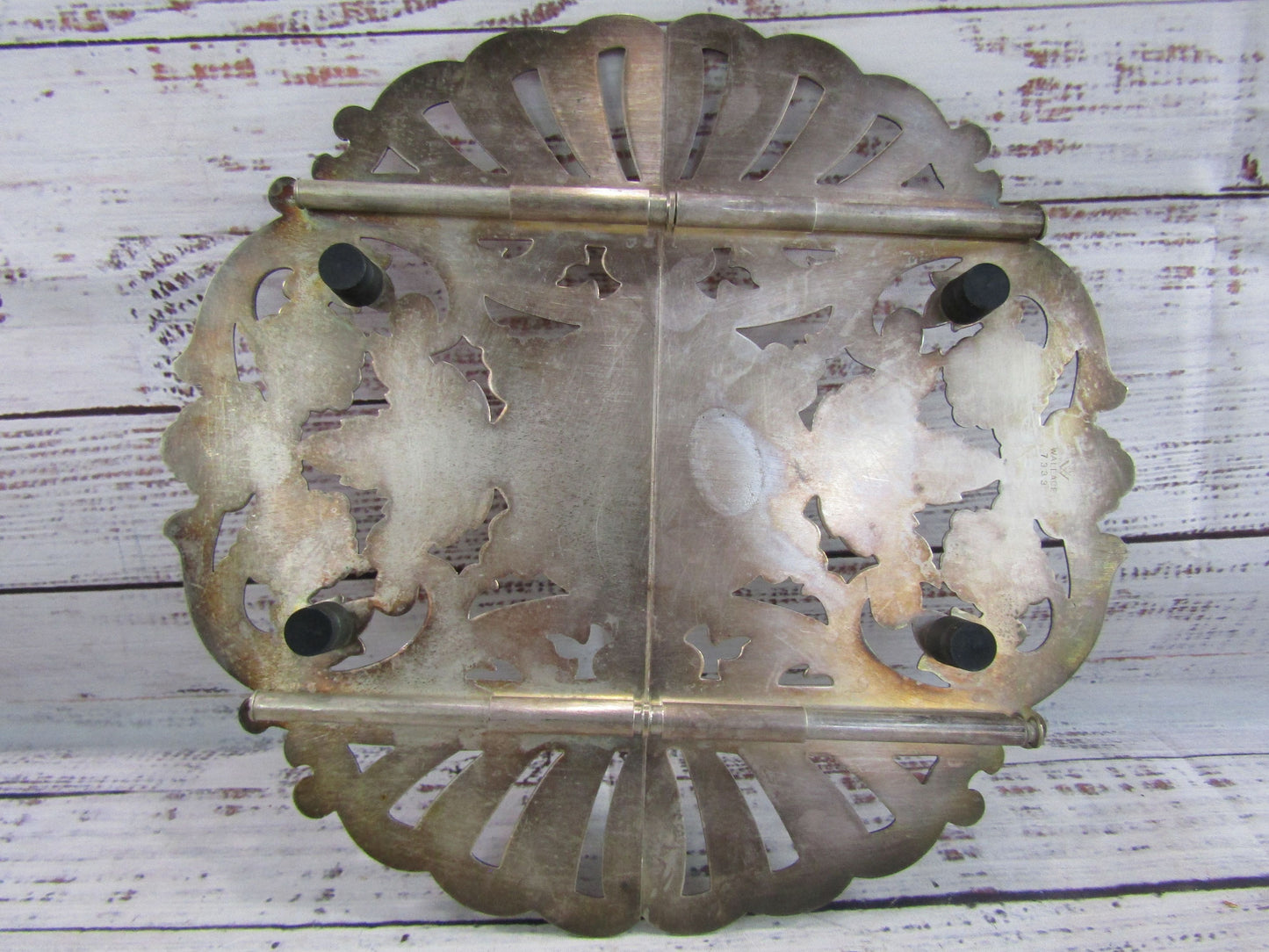 Vintage Wallace Floral Etched Silver Plated Trivet 7333
