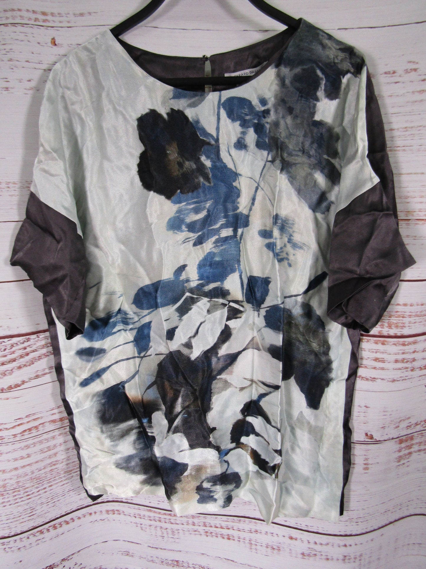 Gerard Darel Women's Blue Floral Abstract Print Blouse Size 40