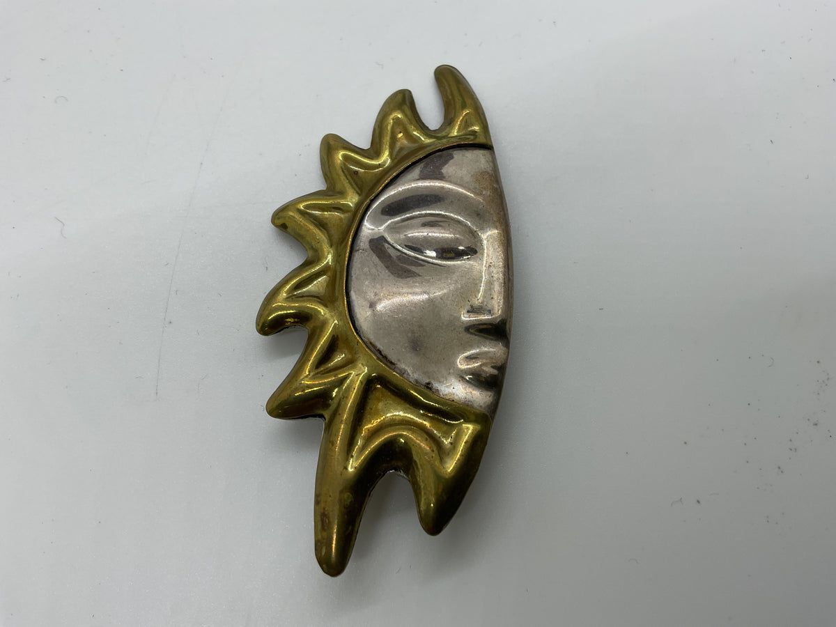 TAXCO Mexico Sterling Silver & Brass Half Sun SINGLE 2.5" Earring- 12.60g