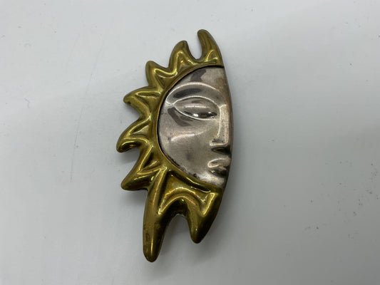 TAXCO Mexico Sterling Silver & Brass Half Sun SINGLE 2.5" Earring- 12.60g