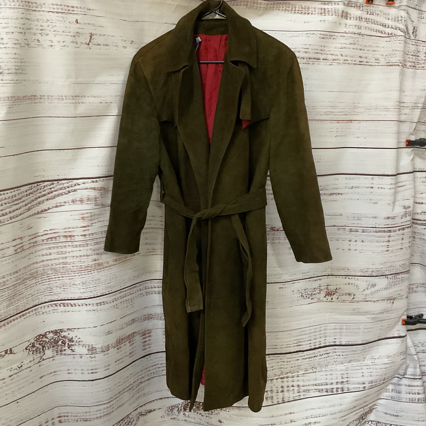 VTG. BONWIT TELLER Men's Brown/Green Suede Trench Coat- SEE MEASUREMENTS