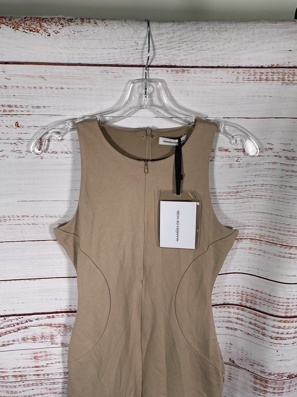 NWT Maniere de Voir Women's Sleeveless Zip Front Taupe Jumpsuit Size 6 US