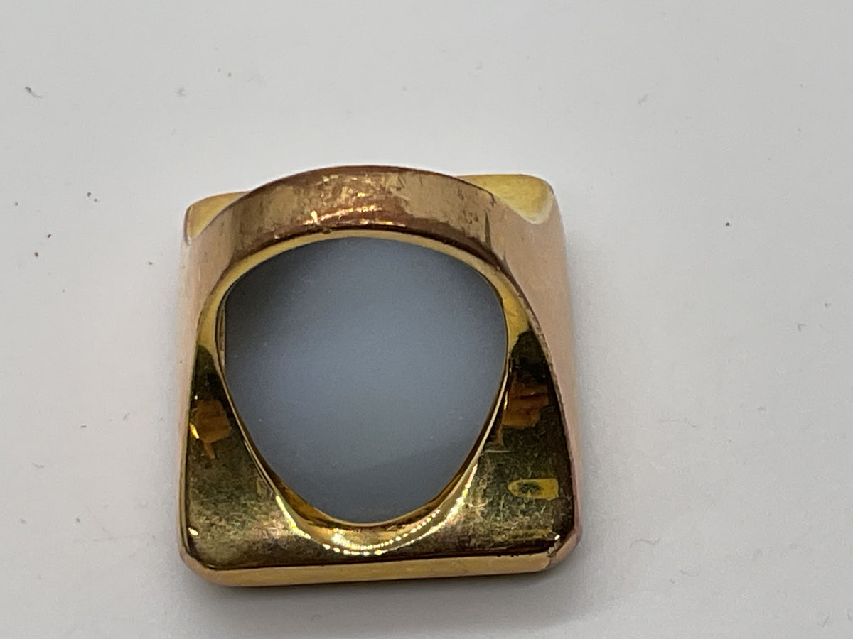 VTG. MA Jewelry Brass & Silver Tone Druzi SZ 6.75 Ring