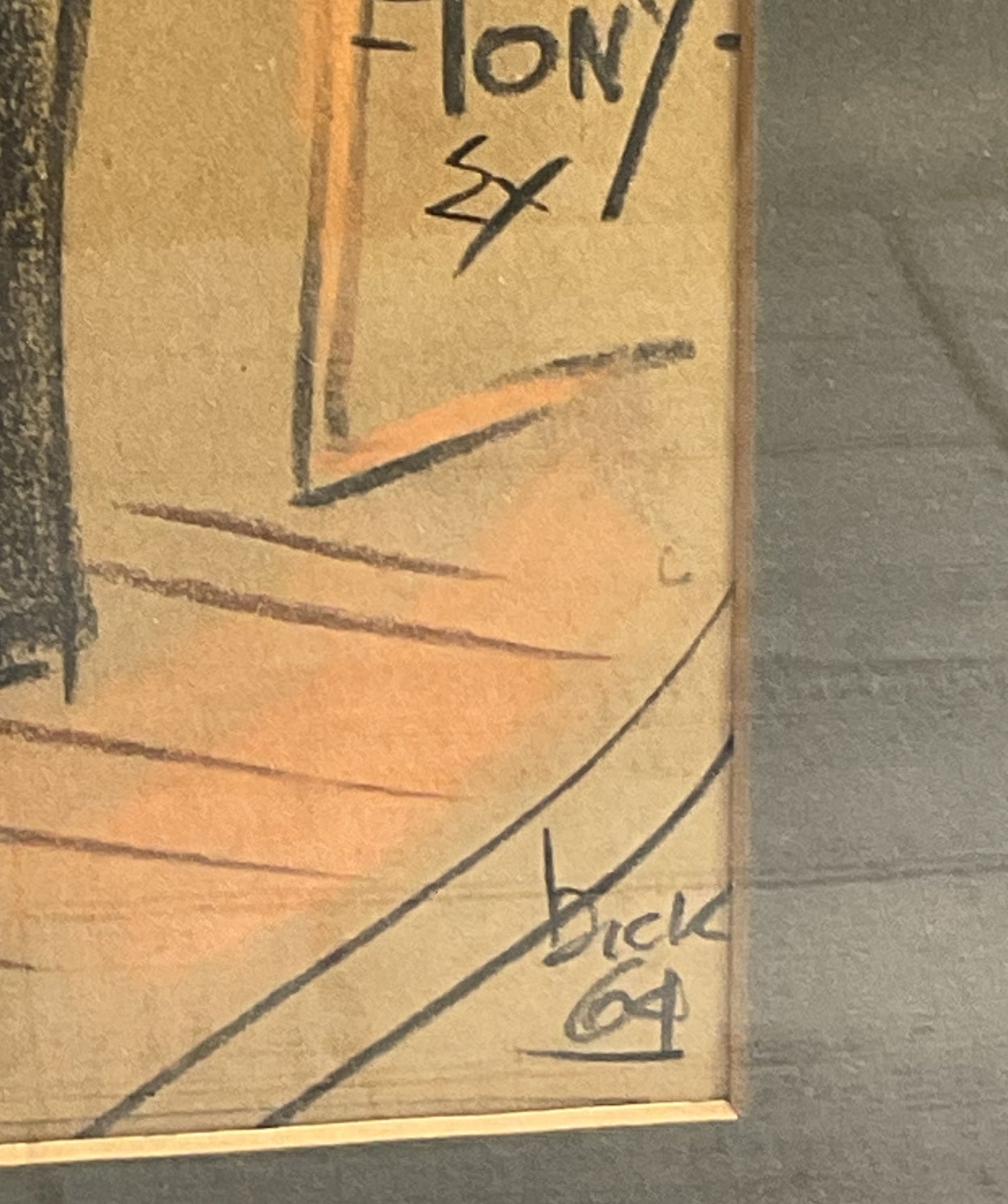 Tony by Dick Briefer Signed Framed Caricature Drawing