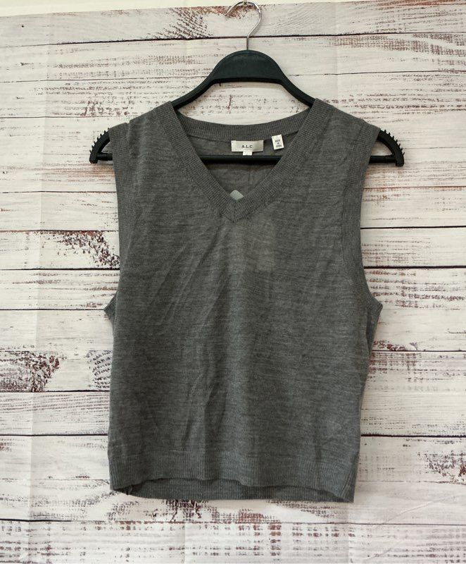 NWT Women's A.L.C Gray Wool Sleeveless Sweater Size XL