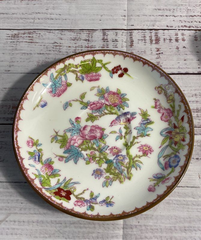 Antique English Minton Hand Painted Floral Porcelain Tea Cup & Saucer