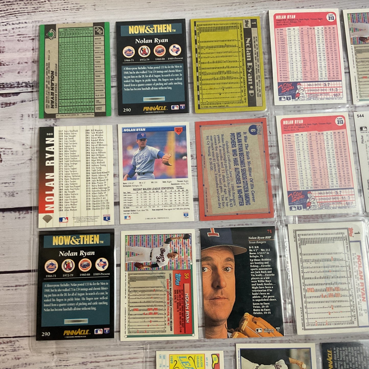 Set of 22 NOLAN RYAN Baseball Cards- Topps, Upper Deck, Fleer, Pinnacle
